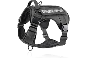 COMSLE Pettorina Tattica Anti Tiro per Cani Taglia Piccola Media Grande, Pettorina Antifuga Cane Regolabile con 4 Fibbia + Comodo Maniglia, Nero, M