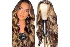 Zeslaerr Cabello Humano 5X5 Lace Front Wig Human Hair Body Wave P4/27 Highlight Brown No Tangles Swiss Lace Brecirian Virgin Natural Wig 20 Inch