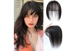 LASUNORK Hair Toppers for Thinning Hair Women Real Hair Human Hair Topper with Fringe Clip in Hair 10 inch Handmade Top Hair Pieces for Women with Thinning Hair/Hair Loss Cover Gray Hair(Natural)