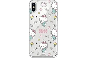 Personalaizer Funda Silicona Flexible Transparente para iPhone X - XS con Diseño de Hello Kitty y Patrón de Stickers - Estilo Kawaii - Carcasa TPU