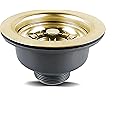114MM Gold Sink Waste Kit, Stainless Steel and PVC Kitchen Sink Basket Strainer Plug Basket Waste G1½