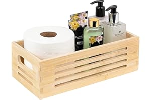 Gzsekken Toilet Roll Basket Toilet Tank Basket Black Bathroom Holder Toiletries Organiser Tray for Bathroom Paper Wood Bathroom Accessories Tank Kitchen Decor(Natural)