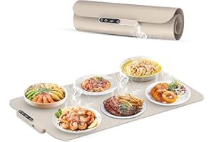 BWALIFFURY Vassoio Riscaldante Elettrico, Tappetino Elettrico Scaldavivande per Alimenti a Superficie Intera, 8 Livelli Temp, 50~120°C Regolabili, portatile e pieghevole in nanosilicone per mantenere in caldo