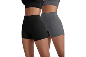 VOENXE Damskie spodenki do jogi, wysoka talia Push Up Rajstopy do biegania, elastyczne sportowe legginsy, siłownia ćwiczenia Scrunch Butt szorty,Sportowe Rajstopy Jogging Krótkie legginsy Multi Pack 2