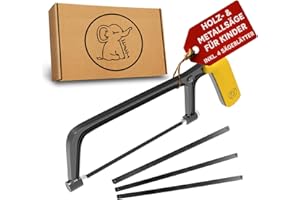 Eli® Kindersäge ab 6 Jahre inkl. 4 Sägeblätter für Holz und Metall- echte Bügelsäge zum Basteln – werkeln – reparieren für alle Baumeister und Bauarbeiter - Säge für Kinder - Geschenkidee