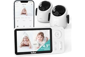 BOIFUN Babyphone mit 2 Kameras, 360 Gard WLAN 2MP Video Babyfon mit App, 4×Zoom, Bewegungsverfolgung, IR Nachtsicht, Weinen/Bewegungs/Geräuscherkennung, Temperaturerkennung