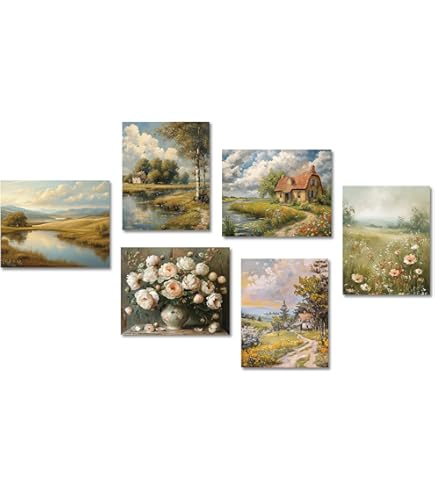 CHATYOUNG Leinwand-Wandbild „Wiese Mit Wildblumen“ – 50,8 X 101,6 Cm, Vintage-Landschaft Für Wohnzimmer, Schlafzimmer, Bauernhaus-Deko