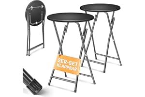 ‎KESSER KESSER® Stehtisch 2er Set Bistrotisch mit PVC-Platte | Wetterbeständiger Klapptisch | 60cm / 110cm | Partytisch Tisch rutschfest | In- & Outdoor | Hochzeit Empfangstisch 4 Standfüße pulverbeschichtet