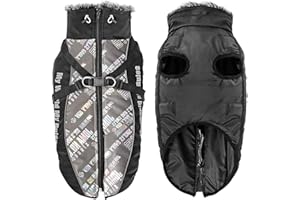 PETCUTE Abrigo para Perro de Invierno,Impermeable Chaqueta de Invierno para Perros con Arnés,Resistente al Viento,Ajustable,Reflectante Ropa para Mascotas Perros Pequeños, Medianos y Grandes