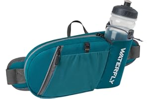Waterfly Bum Bag Waist Packs: Fanny Pack with Water Bottle Holder Running Pouch Ultra Light Runner Belt for Hiking Camping Climbing Travel Cycling and Dog Walking, Turquoise