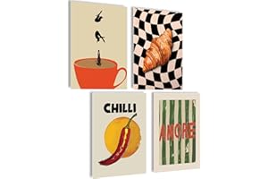 mojoliving Poster da caffè, immagine da parete per la cucina, decorazione vintage, per soggiorno, cucina (Amore Croissant, 4 x A4, senza cornice)