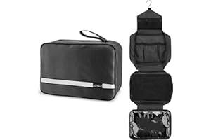 Carttiya duża kosmetyczka, męska i damska, podróżna kosmetyczka na przybory toaletowe, kosmetyczna, wodoodporna wisząca kosmetyczka, w podróż służbową, na siłownię, wakacje, do domu, (Czarny)