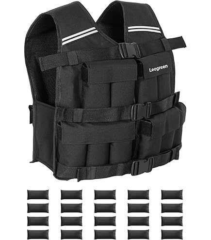 MSPORTS Gewichtsvest Premium verstelbaar van 5 kg - 30 kg gewogen vest | loopvest voor dames heren | fitness trainingsvest krachttraining (5 kg, zwart