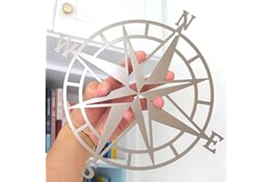 ESTART Decorazione da parete in metallo con bussola nautica da 28 cm, decorazione da parete, soggiorno, camera da letto, ufficio, portico, giardino, patio, da appendere alla parete, a tema spiaggia,