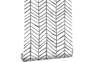 JOLIHOME Tapeta o geometrycznym wyglądzie, czarno-biała, samoprzylepny papier kontaktowy, paski w jodełkę, folia winylowa, naklejki ścienne do salonu, sypialni, kuchni, biura, łazienki, dekoracja,