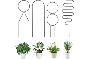 ACTIMED 4 Piezas de Ayuda para Plantas de Interior, Enrejado de Metal para Plantas trepadoras, Soporte para Plantas en Maceta, una Buena elección y un Gran Regalo para los Amantes del jardín (Negro)