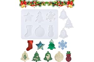 Toaren Stampi in Resina Natalizia,9 Stampo in Silicone Epossidica Natale,Stampo per Albero di Natale,Stampi in Resina Stampi Colata,Stampo di Resin Molds per Decorazioni Natalizie Pendenti