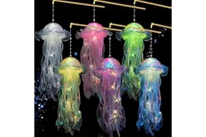 Dadazhenxuan Quallen Lampe Hängend,6 Pcs Quallen Laterne Leuchtend,Quallen Lampe Led,Tragbare Quallen Lampe,Bunte Quallen Lampe,Schlafzimmer Atmosphärenbeleuchtung