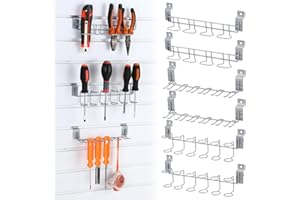 Yaocom 6 Pcs Slatwall Screwdriver Holders Slat Boards Organizer Slatwall Hooks Hangers Plier Holders Accessory Multi Tool Organizer Racks for Garage Shop Retail Store Display, 2 Size 3 Style (Gray)