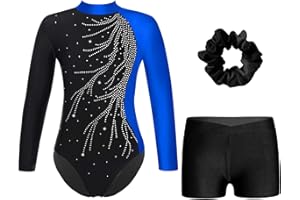 Oyolan Enfant Fille Justaucorps Gymnastique avec Short Ensemble Gym Tenue Patinage Danse Costume Spectacle