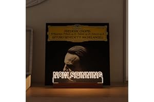 Ammonite Illuminate Now Spinning Vinyl Record Stand, Now Playing Record Stand, Wooden Acrylic Holder for and Storage with Warm White Colour Lights LED Display Storage Collection Holder