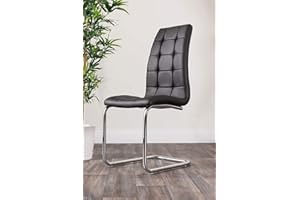 Furniturebox UK Dining Chairs - Murano Chairs for Dining Room Set of 2 - Premium Dining Room Chairs - Contemporary & Luxurious Black Chairs (2x Black Chairs)