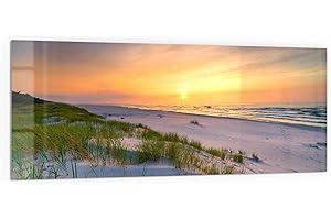 DEQORI Küchenrückwand Glas | Motiv Sonne sinkt über Ostsee | 125x50 cm | Bad- oder Herd-Rückwand | Herdblende Spritzschutz für Küche & Badezimmer | Moderne Deko für Fliesenspiegel