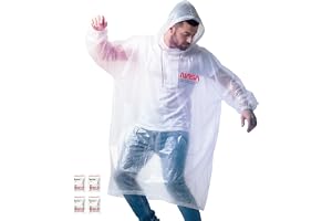 NASA Regnponcho för vuxna – Engångs, genomskinlig (10-pack / 4-pack) | Genomskinlig design