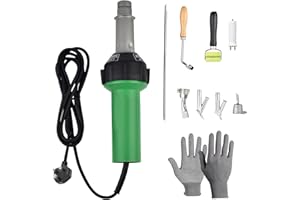 JAOGAUS 1600W Professional Plastic Welding Kit, Plastic Welder Welding Tool, Plastic Repair Kit, Hot Air Gun, Temperature Can Be Regulated, with Flat Welding Nozzle and Rollers for Plastic Welding Machine