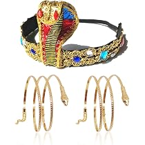 Costume Égyptien Cléopâtre - Bandeau Cobra, Collier Perlé Et Bracelet - Déguisement Reine Du Nil