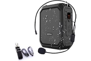 Amplificador de voz portátil,SHIDU Amplificador de voz personal 18W con micrófono con cable Auriculares Altavoz Bluetooth impermeable Sistema PA recargable para profesores,ducha,guía turístico