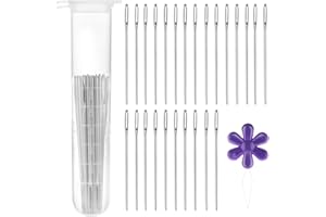 Jeffdad Large Eye Sewing Needles,25 Pcs Large Eyed Blunt Ended Hand Sewing Needles Yarn Knitting Needles in a Clear Tube Sewing Needles Wool Knitting Needle 2.7" 2.3" 2" (Sewing Needles 2")