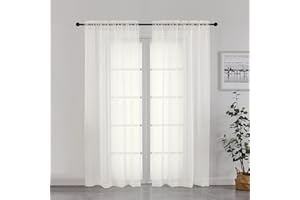 Chyhomenyc Sheer Curtains 72 Inch Length 2 Panels, Short Window Curtain Drapes Semi Transparent Voile Rod Pocket Curtains for Dining Bedroom Nursery Living Room, 42W x 72L inch, Ivory