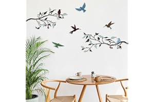 Pduoduo Arte de Pared de Pájaros de Metal, Diseño de Pájaros Vivos en Rama, Decoración Multicolor, 4 Piezas, Para Decorar el Hogar, la Oficina, el Salón