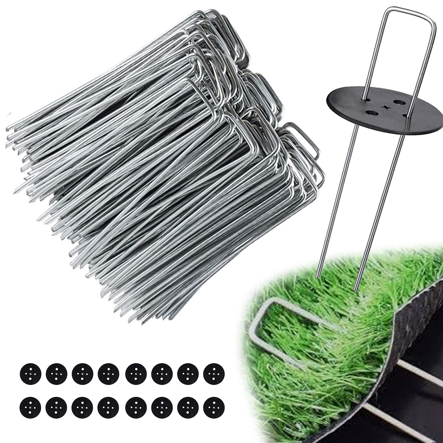 Ediesi, Picchetti Giardino, Telo Pacciamatura, 100 Unità + 16 Rondelle, 150x30x3mm, Da Campeggio, Tenda, in Acciaio, Erba Artificiale, Fissaggio per Campeggio (100)