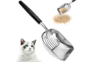 FORYNXHWIN Metal Cat Litter Scoop – Large Durable Sifting Shovel with Non-Stick Coating & Ergonomic Handle, Large Holes Slot Pet Litter Shovel for Clumping Litter, Deep Litter Box Cleaning