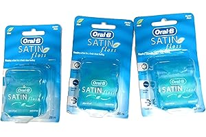 ORAL-B 3 x Wide Satin Floss, 25m Dental Waxed Mint Floss Oral Care Clean Fresh Teeth