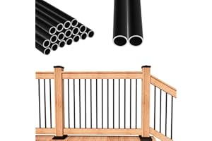 Senmit 26"x 3/4 Aluminum Deck Balusters- Indoor Outdoor Metal Deck Railing Sprindles - Hollow Round Stair Spindles for Deck Porch - Matte Black Coated 25 Pack