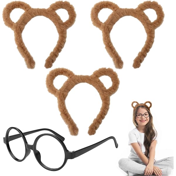 NyxSeat Lot de 4 bandeaux oreilles d'ours mignons pour femme, convient pour mascarade, fête, fête d'anniversaire, déguisement quotidien, photographie, cosplay (marron NyxSeat Lot de 4 bandeaux oreilles d'ours mignons pour femme, convient pour mascarade, fête, fête d'anniversaire, déguisement quotidien, photographie, cosplay (marron