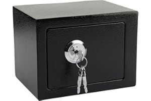 Rynli 4.6L Safe Box with Keys Stainless Steel Fireproof Home Safe for Cash, Jewelry, Documents, Files, Money Box Comes with Accessories and 3 Key, 23 x 17 x 17 CM - Ideal for Office, Home & Hotel Use