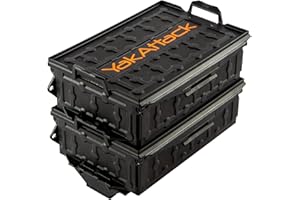 YakAttack TracPak Black Combo Kit – 2 Stackable Kayak Storage Boxes with Quick Release Track Mount Base | Kayak Crate System for Fishing Gear & Tackle Accessories | Compact Kayaking Storage Box