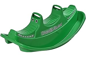 DIVCHI Teeter Totter - Active Play for Children - Easy Grip Handles & Stable Saddle for Safety - Seats Up to 3 Children - Durable Build - Green