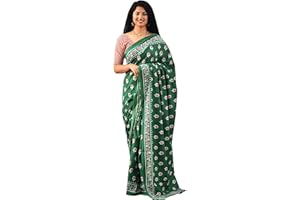 IMTRA FASHION Frauen Jaipuri Handblock Gedruckter Sari Reines Baumwoll Mulmul Saree