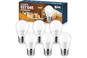 COTLEDL E27 Screw Bulbs, 5W E27 LED Lights Bulbs Equivalent to 40W Incandescent, Warm White 3000K G45 Edison Screw Bulb, 500LM Golf Ball Lamps, Energy Saving Non-Dimmable, 6 Pack