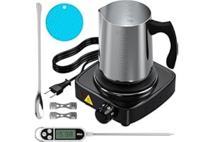 sevkumz Premium-Kerzenherstellungsset mit elektronischer Heizplatte - DIY-Starter-Zubehör für Anfänger - enthält 900ml Gießkanne, Rührlöffel, Dochthalter und Thermometer