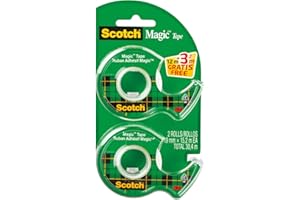 Scotch Magic Tape, 2 Rolls on Handheld Dispenser , 19 mm x 12 m + 3.2 m FREE - Invisible Tape, For Christmas Gift Wrapping, Labelling Christmas Cards and Presents, Essential Christmas Supplies​
