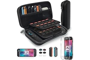 Tixlux Pack de Accesorios para Nintendo Switch 2 (2025) – Estuche de Viaje, Protector de Pantalla, Funda Transparente, Grips para Joysticks