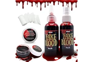 Pardofelis Sangue Finto Halloween Set, Sangue Finto Lavabile Trucchi Make up Kit Fake Blood Spray Liquido Sangue Finto Denso Bende per Halloween Effetti Speciali Trucco