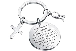 GENERIC Cancer Saint Peregrine Keychain Intercede for Us by Asking God to Heal My Cancer and Keep It in Remission Healing Prayer Keychain Get Well Gift Cancer Fighter Gift