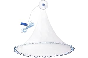 Fesatccoz Red de Pesca de Mano, Trampa de Red de Pesca portátil para Exteriores, Fabricada en Nylon monofilamento Moldeado a Mano con Trampa para señuelos para línea de Mano (2,4 m)